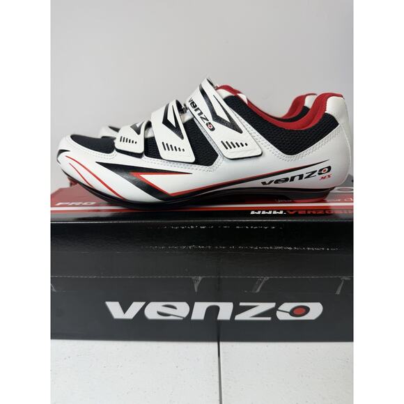 Venzo Men’s Road Cycling Shoes 3-Strap Closure Size 8.5 w/ Cleats Clips main image 5